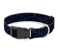 Buckle-Down Collier pour chien avec boucle en plastique, libération rapide, facile à régler, marbre noir bleu, 24,5 à 36,8 cm, 1,3 cm de large