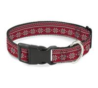 Buckle-Down Collier pour chien avec boucle en plastique, motif Fair Isle Stitch rouge et blanc, 50,8 à 78,7 cm, 3,8 cm de large