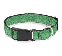 Buckle-Down Collier pour chien avec boucle en plastique - Motif Fair Isle Stitch - Vert - 24,1 à 36,8 cm - 1,3 cm de large