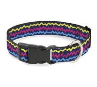 Buckle-Down Collier pour chien avec boucle en plastique Motif rayures en zigzag Bleu marine Multicolore 24,5 à 36,8 cm Largeur 1,3 cm
