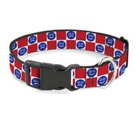 Buckle-Down Collier pour chien avec boucle en plastique Motif smiley Rouge Blanc Bleu 40,6 à 58,4 cm Largeur 3,8 cm