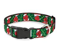 Buckle-Down Collier pour Chien avec Boucle en Plastique, Rayures Houx enneigées, Rouges, Blancs, Verts, 38,1 à 61 cm, 2,5 cm de Large