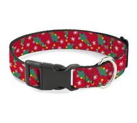Buckle-Down Collier pour chien avec boucle en plastique - Sapins de Noël festifs - Rouge multicolore - 33 à 43 cm - 3,8 cm de large
