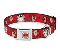 Buckle Down Collier pour Chien Boucle de Ceinture de sécurité Tasmanian Devil Expressions Tourbillon Rouge 45,7 à 81,3 cm 3,8 cm de Large