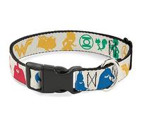 Buckle-Down Collier pour chien en plastique avec clip DC League of Super Pets et logos Silhouette 33 à 43 cm 3,8 cm de large