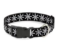 Buckle-Down Collier pour chien en plastique Motif flocons de neige étoilés Noir/blanc/gris 22,9 à 38,1 cm de large
