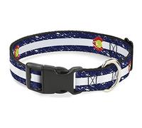 Buckle Down Colorado Flags4 Weathered Plastique Clip Collier, 3,8 cm Wide-Fits 18-81,3 cm Neck-Large