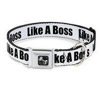 Buckle Down comme Un Boss Blanc/Noir Collier de Chien en Forme d'os, Medium/11-43,2 cm