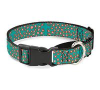 Buckle Down Cross Repeat Leopard Turquoise/Rose Martingale Collier de Chien, 2,5 cm Wide-Fits 15-66 cm Neck-Large