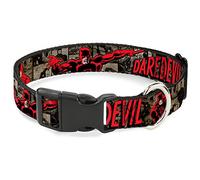 Buckle Down "Daredevil Action Poses/Comic Panneaux Gris/Rouge Plastic Clip Collier, 3,8 cm X 18-81,3 cm/L