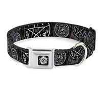 Buckle-Down DC-SB-SNA-WSN007-1.5-L Collier pour chien avec boucle de ceinture de sécurité Motif diable surnaturel Gris 45,7 à 81,3 cm de large 3,8 cm de large