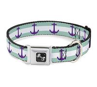 Buckle Down Dc-w30145-s Ceinture de sécurité Collier de Chien, Petite, Ancre/à Rayures Bleu Sarcelle/Blanc/Violet