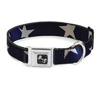 Buckle Down Dc-w30159-l Drapeau américain des étoiles C/U Bleu/Blanc Ceinture de sécurité Collier de Chien, Grande