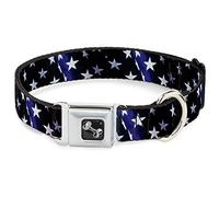 Buckle Down Dc-w30160-wm Ceinture de sécurité Collier de Chien, écran Large, Medium, Drapeau américain des étoiles Bleu/Blanc