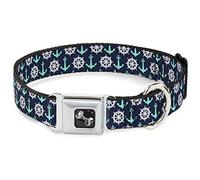 Buckle Down Dc-w30181-wm Anchor2/timon Monogramme Bleu Marine/Turquoise/Blanc Ceinture de sécurité Collier de Chien, Medium