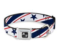 Buckle Down Dc-w30189-wl Americana Diagonale étoiles et Rayures Blanc/Rouge/Bleu Ceinture de sécurité Collier de Chien, Grande