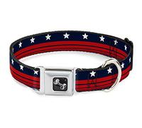 Buckle Down Dc-w30190-l Americana étoiles et Stripes4 Bleu/Blanc/Rouge Ceinture de sécurité Collier de Chien, Grande