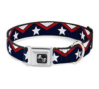 Buckle Down Dc-w30194-l American Chevron et Rayures Blanc/Rouge/Bleu Ceinture de sécurité Collier de Chien, Grande