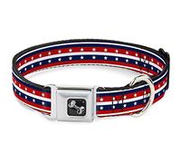 Buckle Down Dc-w30195-ws Americana à Rayures avec Stars2 Bleu/Rouge/Blanc Ceinture de sécurité Collier de Chien, Petite