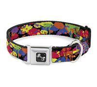 Buckle Down Dc-w30207-ws Ceinture de sécurité Collier de Chien, écran Large, Petite, BD Projections de Peinture Noir/Fluo