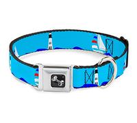 Buckle Down Dc-w30299-wm Ceinture de sécurité Collier de Chien, écran Large, Medium, Bateaux sur l'eau