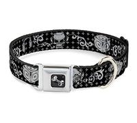 Buckle Down Dc-w30429-l Ceinture de sécurité Collier de Chien, Grande, DJ, têtes de Mort Noir/Gris