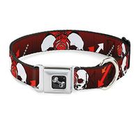 Buckle Down Dc-w30444-ws Ceinture de sécurité Collier de Chien, écran Large, Petite, DJ Têtes de Mort Haut/Bas Noir/Rouge