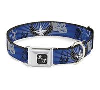 Buckle Down Dc-w30477-ws Ceinture de sécurité Collier de Chien, écran Large, Petite, Die Hard crânes et Stars1 Bleu/Grays