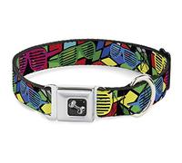 Buckle Down Dc-w30515-wl Ceinture de sécurité Collier pour Chien, Large, DE Grande années 1980 Nuances Rubiks Noir/Fluo