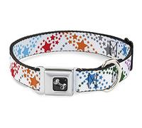 Buckle Down Dc-w30602-wl Ceinture de sécurité Collier pour Chien, Large, Falling étoiles Blanc/Multi Couleur