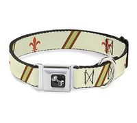 Buckle Down Dc-w30635-l Ceinture de sécurité Collier pour Chien, Large, Fleur-de-lis2 Rayures Marron Clair/Orange/Marron/Vert