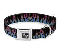 Buckle Down Dc-w30643-l Ceinture de sécurité Collier de Chien, Grande, Flammes, Noir/Bleu/Rose