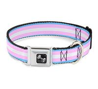 Buckle Down Dc-w30689-wm Ceinture de sécurité Collier de Chien, écran Large, Medium, Drapeau Transgenre Bleu Clair/Rose Clair/Blanc