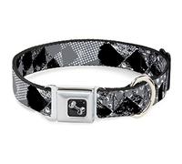 Buckle Down Dc-w30724-wm Ceinture de sécurité Collier de Chien, écran Large, Medium, Grunge Checker Drapeau Noir/Blanc