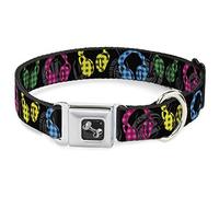 Buckle Down Dc-w30813-wm Ceinture de sécurité Collier de Chien, écran Large, Medium, écouteurs, Buffalo Plaid Noir/Fluo