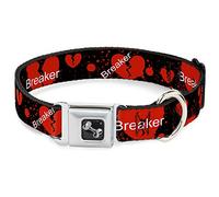 Buckle Down Dc-w30833-m Ceinture de sécurité Collier de Chien, Medium, Heart Breaker Noir/Blanc/Rouge