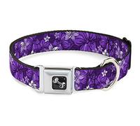 Buckle Down Dc-w30877-wl Ceinture de sécurité Collier pour Chien, Large, Hibiscus Collage Violet Nuances