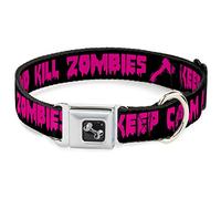 Buckle Down Dc-w31106-l Ceinture de sécurité Collier pour Chien, Large, Keep Calm and Kill Zombies Noir/Rose