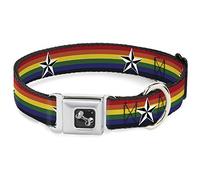 Buckle Down Dc-w31407-wm Ceinture de sécurité Collier de Chien, écran Large, Medium, Nautique étoile Arc-en-Ciel/Blanc/Noir