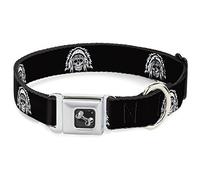 Buckle Down Dc-w31427-l Ceinture de sécurité Collier pour Chien, L, Native American Tête de Mort Noir/Blanc