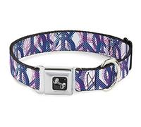 Buckle Down Dc-w31615-ws Ceinture de sécurité Collier de Chien, écran Large, Petite, Tranquillité Mixte Blanc/Bleu/Rose