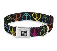 Buckle Down Dc-w31626-m Ceinture de sécurité Collier de Chien, Medium, Tranquillité Hearts Repeat Noir/Fluo