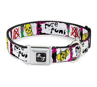 Buckle Down Dc-w31697-m Ceinture de sécurité Collier de Chien, Medium, Pur Punk W/épingles à nourrice Noir/Fuchsia/Blanc