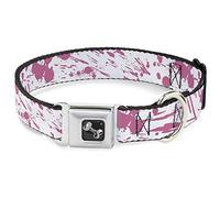 Buckle Down Dc-w31906-wm Ceinture de sécurité Collier de Chien, écran Large, Medium, Splatter Blanc/Rose