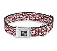 Buckle Down Dc-w31928-wm Ceinture de sécurité Collier de Chien, écran Large, Medium, tête de Mort Yard Rouge/Blanc