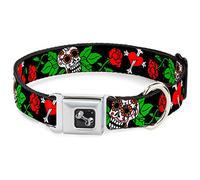 Buckle Down Dc-w31996-m Ceinture de sécurité Collier de Chien, Medium, Sucre Tête de Mort W/Roses et cœur