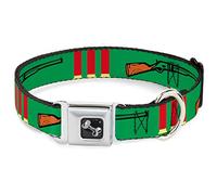 Buckle Down Dc-w31999-wm Ceinture de sécurité Collier de Chien, écran Large, Medium, Fusil de Chasse et Coquillages Vert