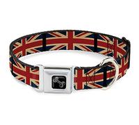 Buckle Down Dc-w32122-m Ceinture de sécurité Collier de Chien, Medium, Royaume-Uni Drapeaux Vintage Noir