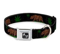 Buckle Down Dc-w32670-s Ceinture de sécurité Collier de Chien, Petite, Cali Ours/Pot de Fleurs en Forme de Feuille Noir/Gris/Vert