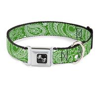 Buckle Down Dc-w32810-wm Ceinture de sécurité Collier de Chien, écran Large, Medium, Bandana/crânes Irlandais Vert/Blanc